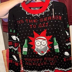 Cartoon Network Rick and Morty Sweater with Red Accents